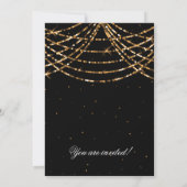 ニューイヤーズイブパーティー フェスティブ ストリング ライト ゴールド 招待状 (裏面)