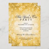 ニューイヤーズイブパーティー フェスティブ ボケ ゴールド 招待状 (正面/裏面)