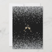 ニューイヤーズイブパーティー ブラック シルバー ゴールド グリッター 招待状 (裏面)