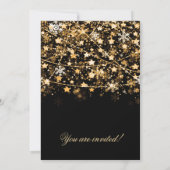 ニューイヤーズイブパーティー ホリデー ストリング ライト ゴールド 招待状 (裏面)