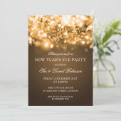 ニューイヤーズイブパーティー 輝くライト ゴールド 招待状 (スタンド正面)