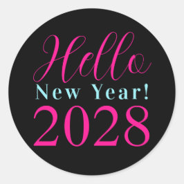 ニューイヤーズイブパーティ ブラック ホットピンク ラウンドシール