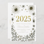 ニューイヤーズイブ招待状 – ラグジュアリーブラック&金ゴールドデ 招待状 (正面/裏面)