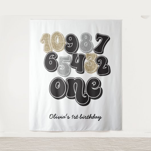 ニューイヤーズイブ カウントダウン ファーストバースデー タペストリー (正面)