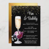 ニューイヤーズイブ ブラックパーティー招待状 招待状 (正面/裏面)
