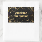 ニューイヤーズイヴのギフトタグ | エレガントなブラック&ゴールド 長方形シール (バッグ)