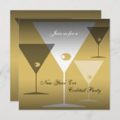 ニューイヤーズイヴカクテルパーティの招待状マルティーニ 招待状 (正面/裏面)