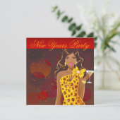 ニューイヤーズパーティークラブフライヤーレッド/イエロー 招待状 (スタンド正面)