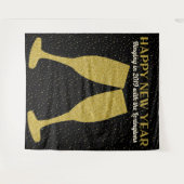 ニューイヤーズ・グリッター・シャンパンフォトブースの背景 タペストリー (正面(横))