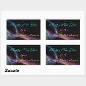 ニューイヤーズ ネオン 花火 ワイン & ウォーターボトルラベル 長方形シール (シート)