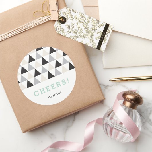 ニューイヤーチェアーズ ニュートラル モダン幾何学 ホリデー ラウンドシール (ギフト)