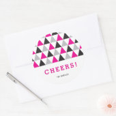 ニューイヤーチェアーズ フクシアピンク モダン幾何学 ホリデー ラウンドシール (封筒)