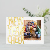 ニューイヤーチェアー ファン ゴールド ワンフォト コンフェッティ フォイル ホ 箔シーズンカード (立ち正面)