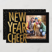 ニューイヤーチェアー 偽の金箔 遊び心あふれる フォト シーズンカード (正面/裏面)