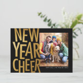 ニューイヤーチェアー 偽の金箔 遊び心あふれる フォト シーズンカード (スタンド正面)