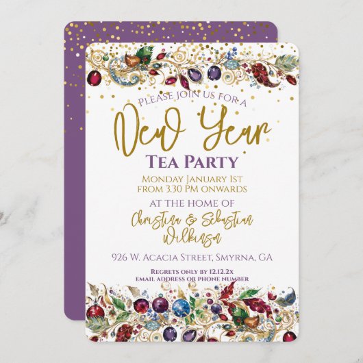 ニューイヤーティーパーティー 招待状 (正面/裏面)