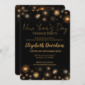 ニューイヤーディナーパーティー誕生日 招待状 (正面/裏面)