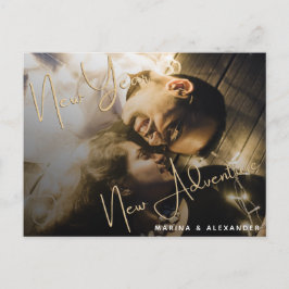 ニューイヤーニューアドベンチャー婚約パーティ招待状 インビテーションポストカード