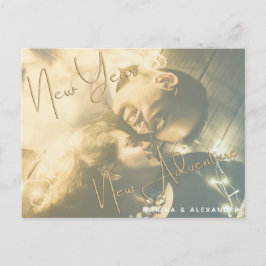 ニューイヤーニューアドベンチャー婚約パーティ招待状 インビテーションポストカード