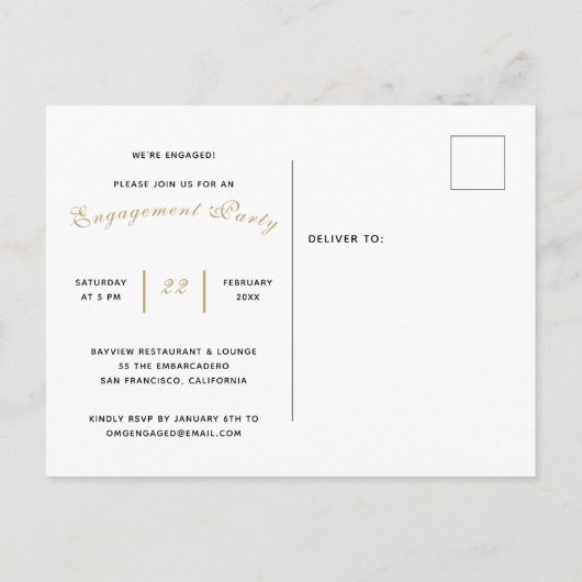 ニューイヤーニューアドベンチャー婚約パーティ招待状 インビテーションポストカード (裏面)