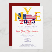 ニューイヤーニューアメリカ愛国的新年イブパーティー 招待状 (正面/裏面)