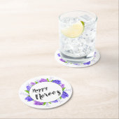 ニューイヤーハッピーノウズヒヤシンスリースパープル ラウンドペーパーコースター (インサイチュ)