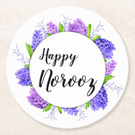 ニューイヤーハッピーノウズヒヤシンスリースパープル ラウンドペーパーコースター