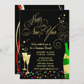 ニューイヤーパーティの招待状シャンパンブルンチ 招待状 (正面/裏面)