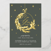 ニューイヤーパーティーエレガントガーランドホリデイオーナメント 箔招待状 (正面)