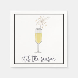 ニューイヤーパーティーシャンパンスパークラーブラック縁どク スタンダードカクテルナプキン