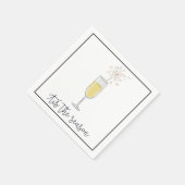 ニューイヤーパーティーシャンパンスパークラーブラック縁どク スタンダードカクテルナプキン (角)