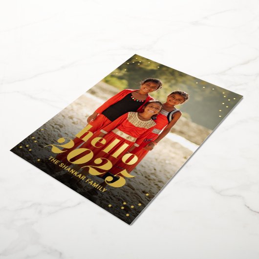 ニューイヤーフォイルホリデー写真カード 箔シーズンカード (回転した状態)