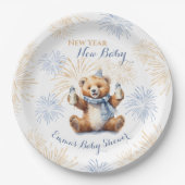 ニューイヤーブルーボーイベビーシャワー紙プレート ペーパープレート (正面)