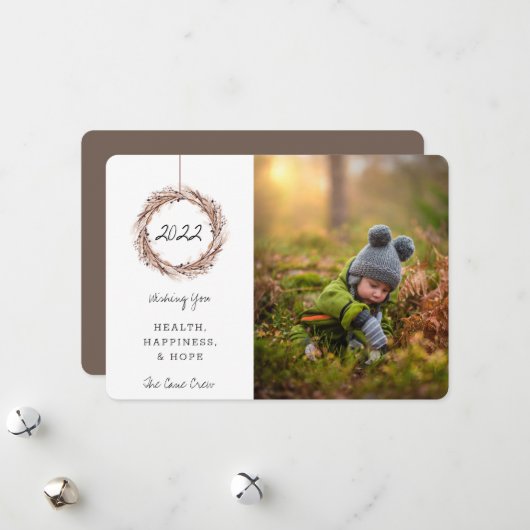 ニューイヤーホリデーフォトカードフライドフローラリース シーズンカード (正面/裏面インサイチュ)