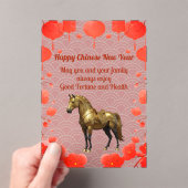 ニューイヤー中国のゴールデンホースアクリルホリデーカード アクリル招待状 (インサイチュ (ポータブル))