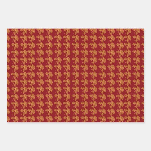 ニューイヤー中国のレッドオリエンタル金ゴールドゴールデン〔占星術の〕十二宮図 ラッピングペーパーシート (正面3)