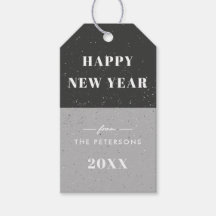ニューイヤー幾何学的なホリデーギフトタグ - ブラック