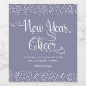 ニューイヤー応援モダンホワイトスノーフレークスグレイカスタム ワインラベル (シングルラベル)