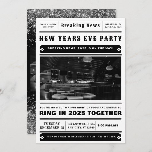 ニューイヤー招待状トレンディーニューイヤーイブ招待状 招待状 (正面/裏面)