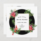 ニューイヤー新ホーム(鳥)ショウジョウコウカンチョウバードアンドポインセチア シーズンカード (正面/裏面)