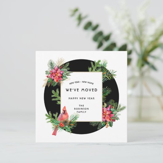 ニューイヤー新ホーム(鳥)ショウジョウコウカンチョウバードアンドポインセチア シーズンカード (スタンド正面)