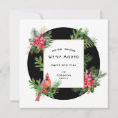 ニューイヤー新ホーム（鳥）ショウジョウコウカンチョウバードアンドポインセチア シーズンカード (正面)