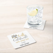 ニューイヤー祝エバー・ブラック・金ゴールド・シルバー スクエアペーパーコースター (インサイチュ)