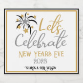 ニューイヤー祝エバー・ブラック・金ゴールド・シルバー リキュールボトルラベル (シングルラベル)