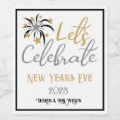 ニューイヤー祝エバー・ブラック・金ゴールド・シルバー ワインラベル (シングルラベル)