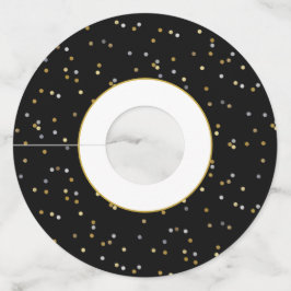 ニューイヤー金ゴールドシルバーグリッタースパークル紙吹雪 ワイングラスタグ