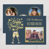 ニューイヤー４枚組　マルチフォトコラージュ　フロント・バックカード 招待状 (正面/裏面)