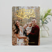 ニューイヤー3枚写真 縦 ゴールドメタリック 箔シーズンカード (立ち正面)