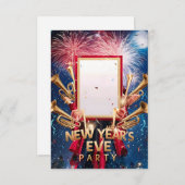 ニューイヤー・イブ・パーティーの白紙の招待状 招待状 (正面/裏面)