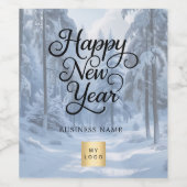 ニューイヤー ウィンターワンダーランド ビジネス ロゴ ワインラベル (シングルラベル)